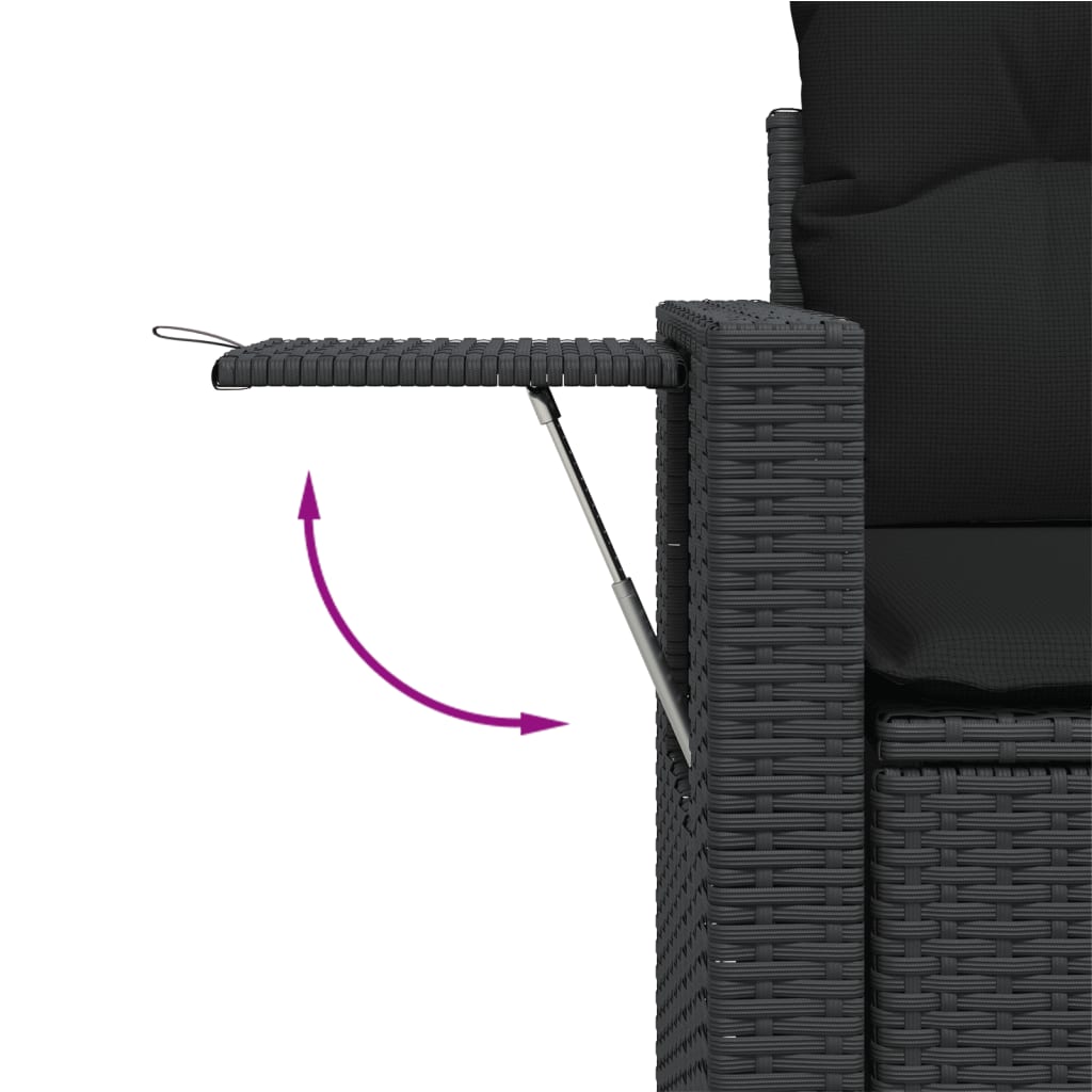 vidaXL 9-tlg. Garten-Sofagarnitur mit Kissen Schwarz Poly Rattan