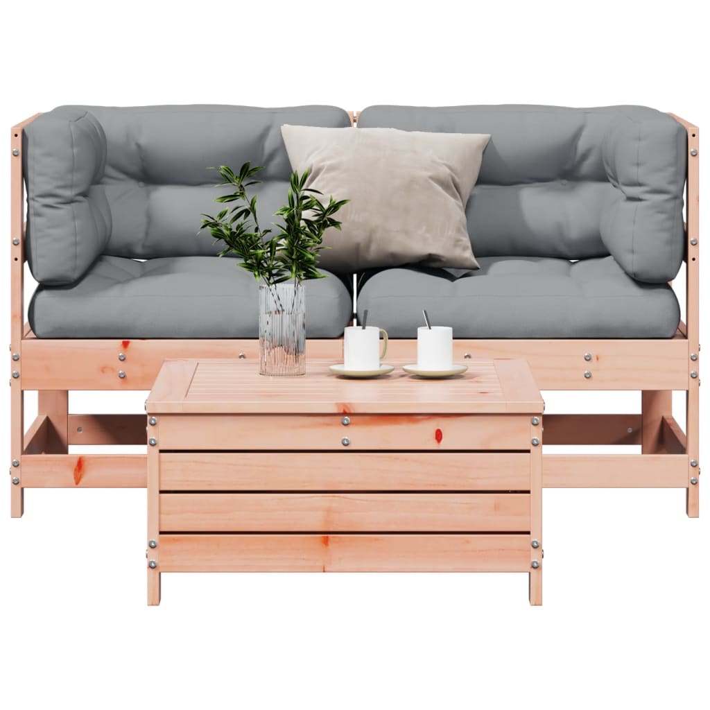 vidaXL 3-tlg. Garten-Lounge-Set mit Kissen Massivholz Douglasie