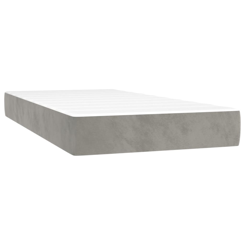 vidaXL Boxspringbett mit Matratze Hellgrau 80x200 cm Samt