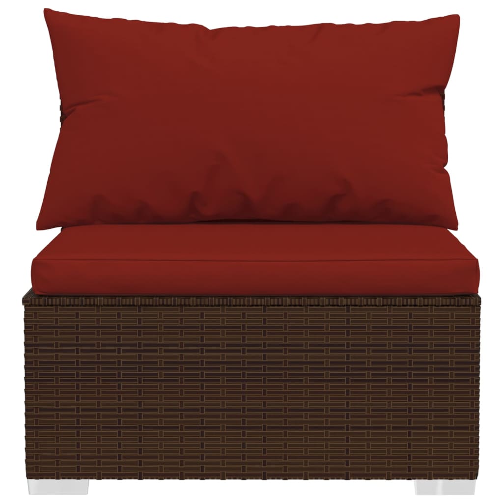 vidaXL 13-tlg. Garten-Lounge-Set mit Kissen Braun Poly Rattan