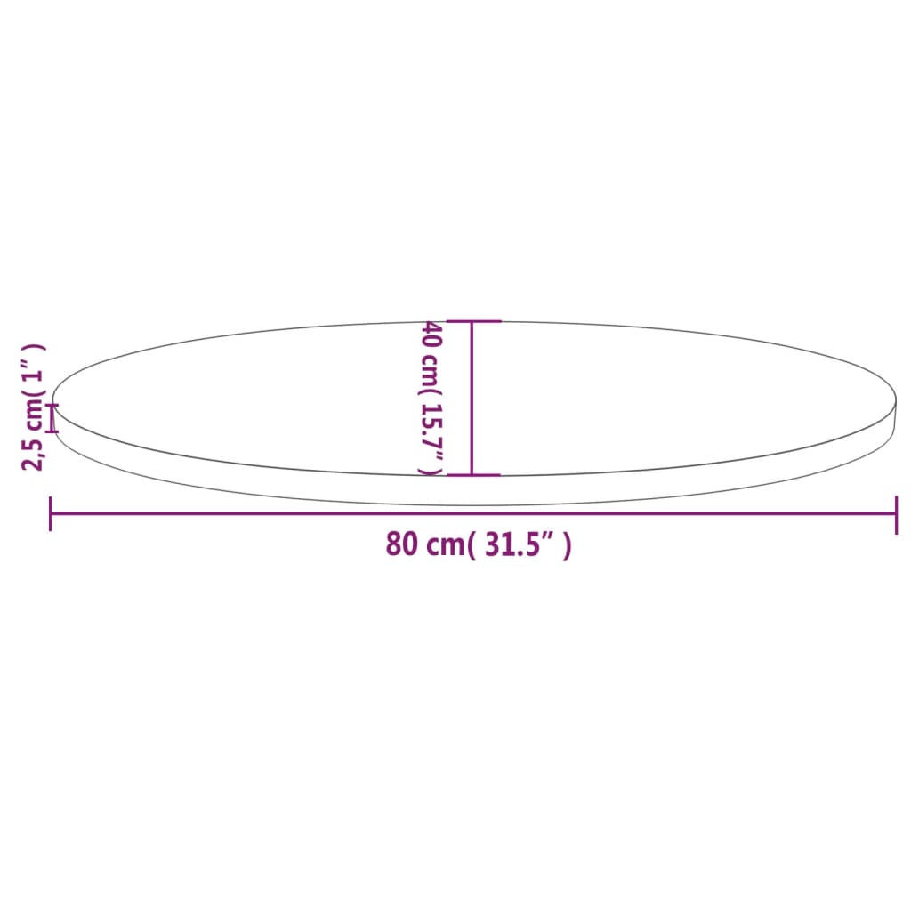 vidaXL Tischplatte 80x40x2,5 cm Massivholz Kiefer Oval