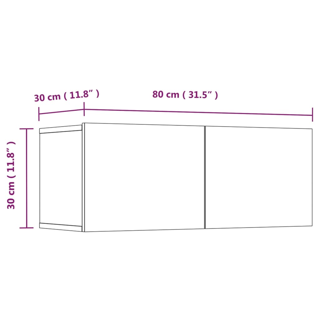 vidaXL TV-Schränke 4 Stk. Braun Eichen-Optik 80x30x30 cm Holzwerkstoff