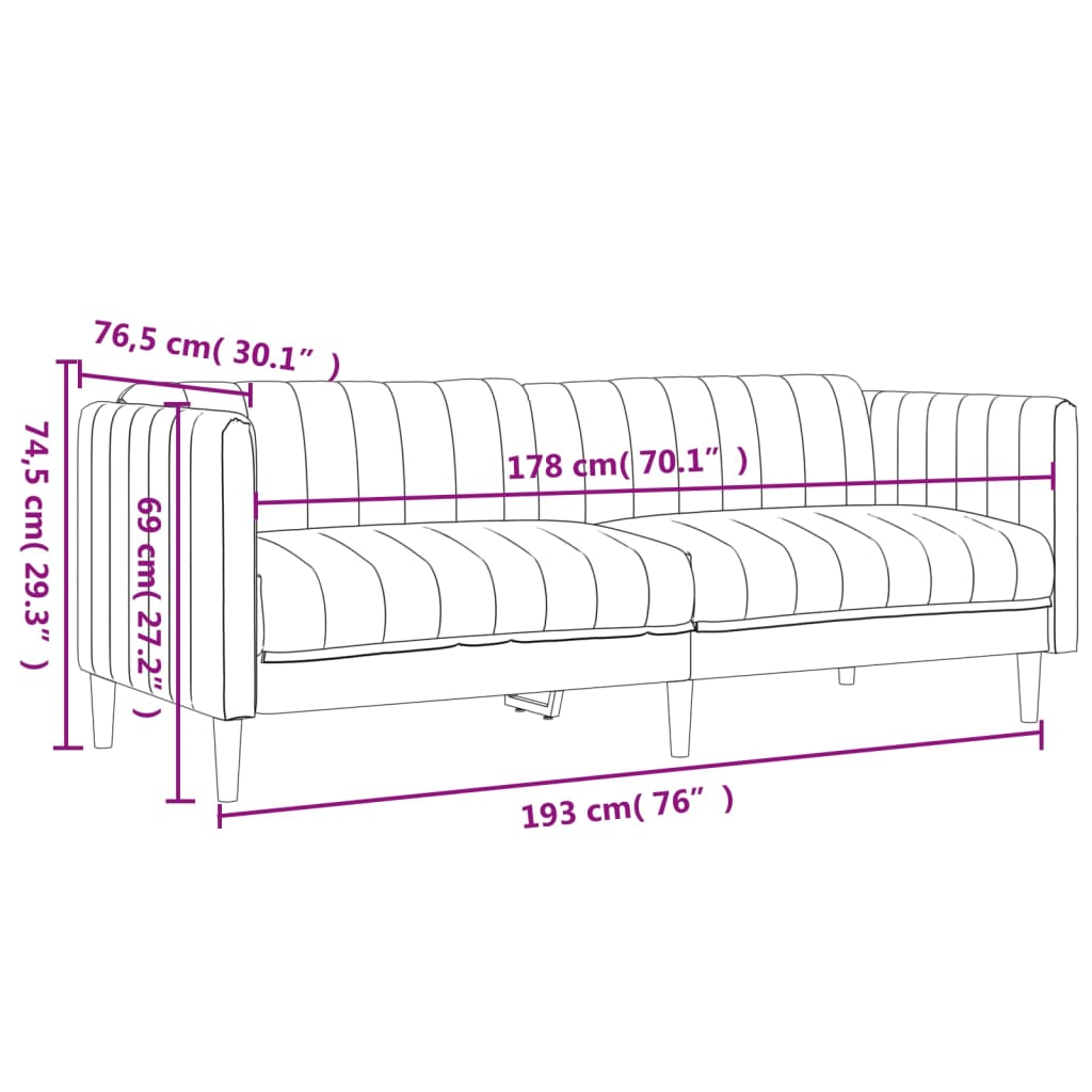 vidaXL Sofa 3-Sitzer Dunkelgrün Stoff