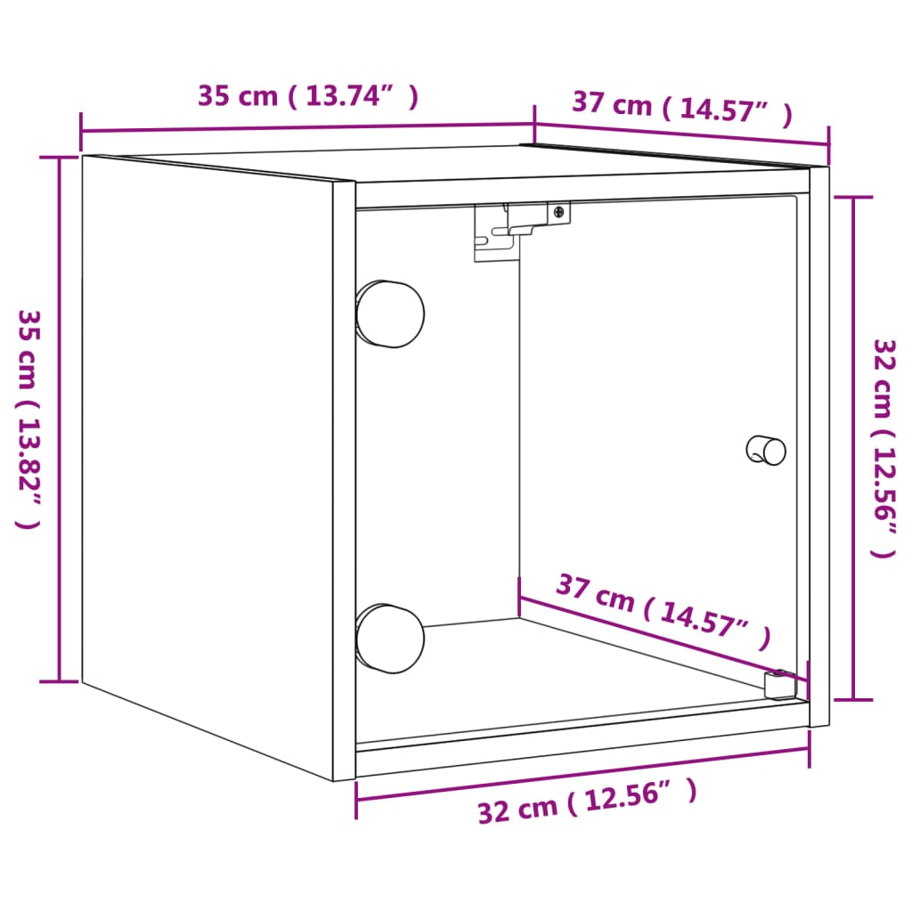 vidaXL Nachttisch mit Glastür Braun Eichen-Optik 35x37x35 cm