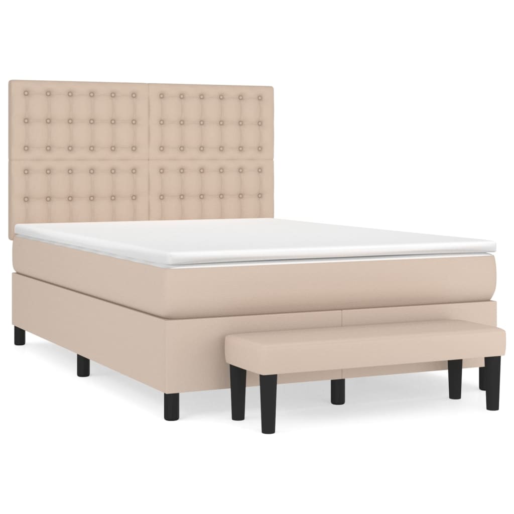 vidaXL Boxspringbett Matratze Cappuccino-Braun 140x190cm Kunstleder