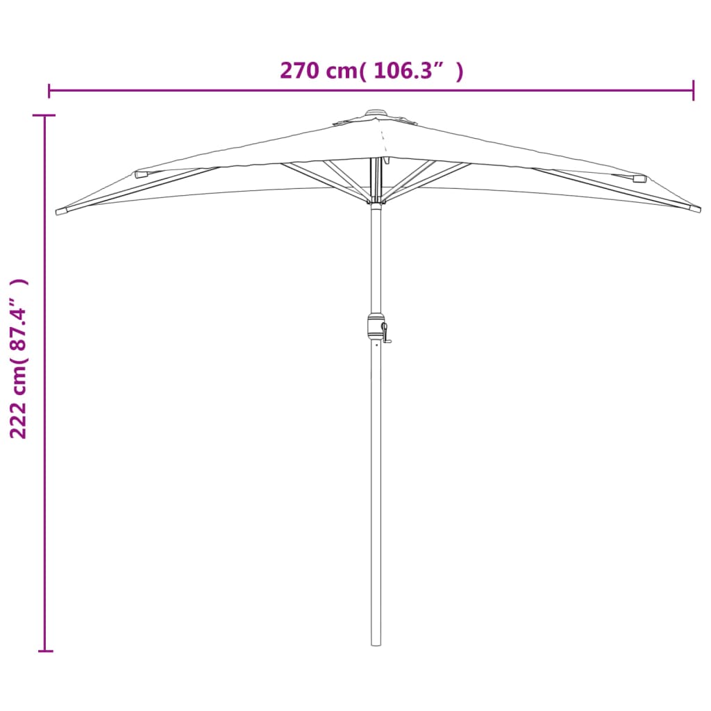 vidaXL Balkon-Sonnenschirm mit Alu-Mast Grün 270x144 cm Halbrund