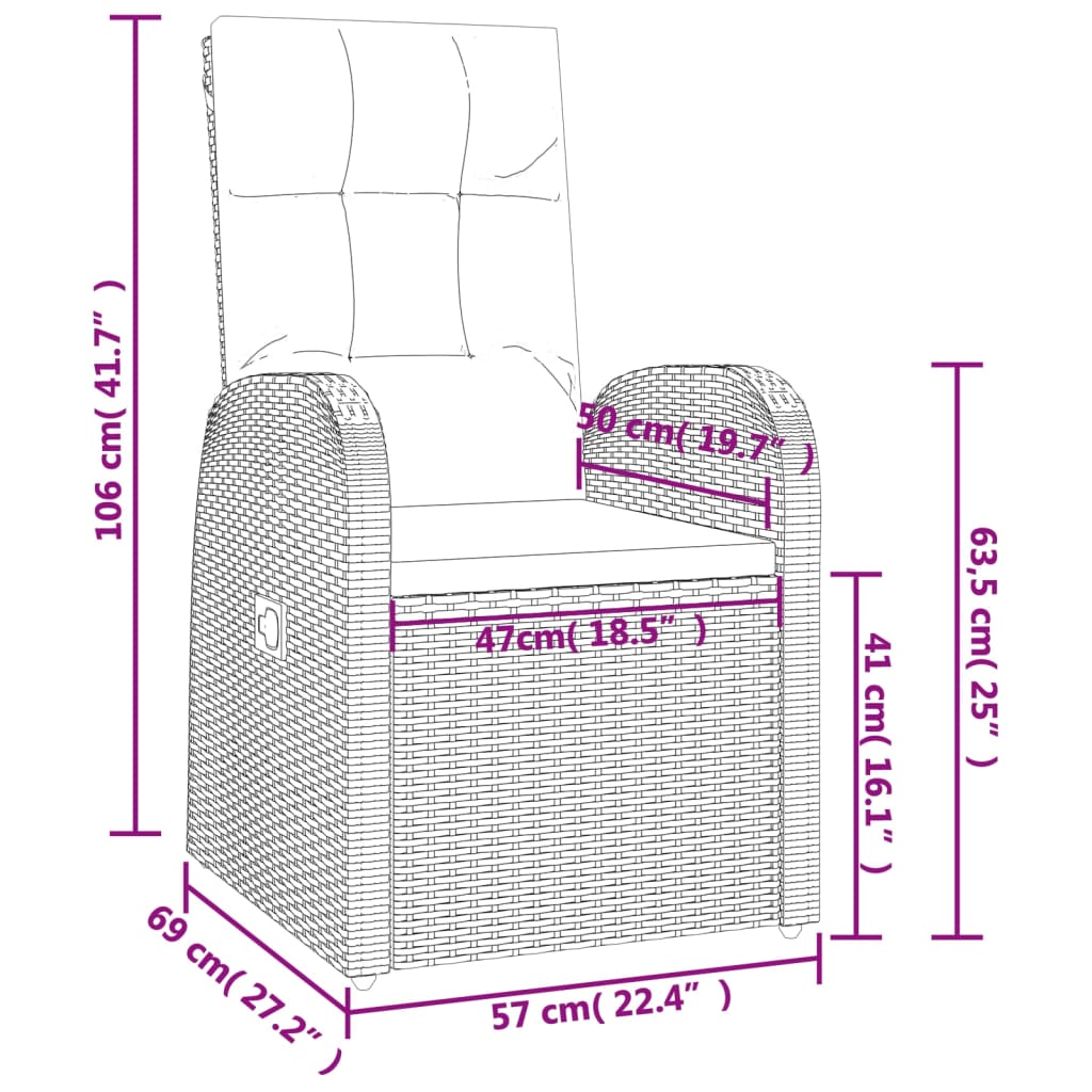 vidaXL 5-tlg. Garten-Essgruppe mit Kissen Schwarz Poly Rattan