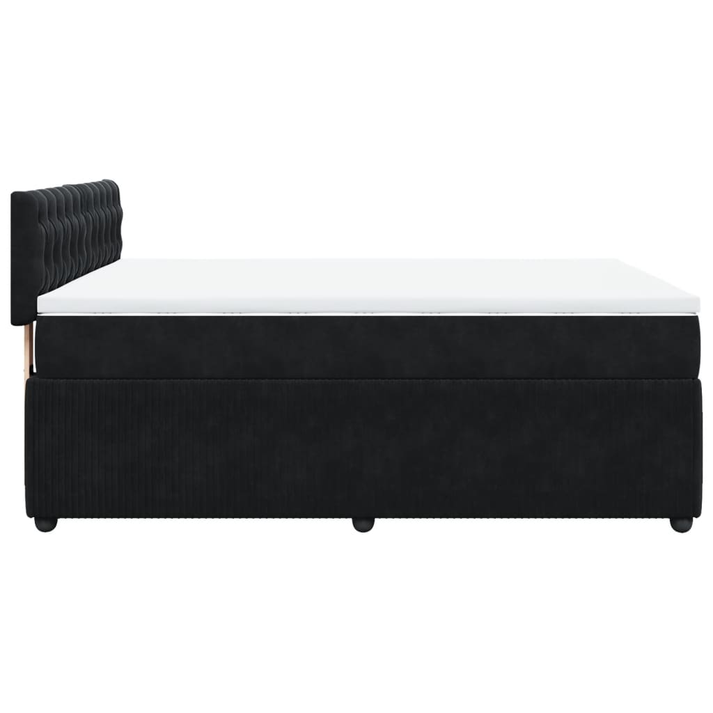 vidaXL Boxspringbett mit Matratze Schwarz 140x190 cm Samt