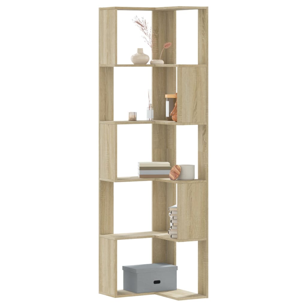 vidaXL Eck-Bücherregal 5 Böden Sonoma-Eiche 50x50x179 cm Holzwerkstoff