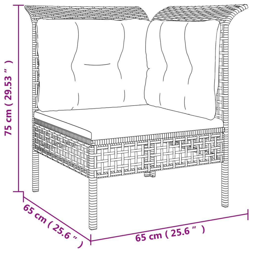 vidaXL 3-tlg. Garten-Lounge-Set mit Kissen Grau Poly Rattan