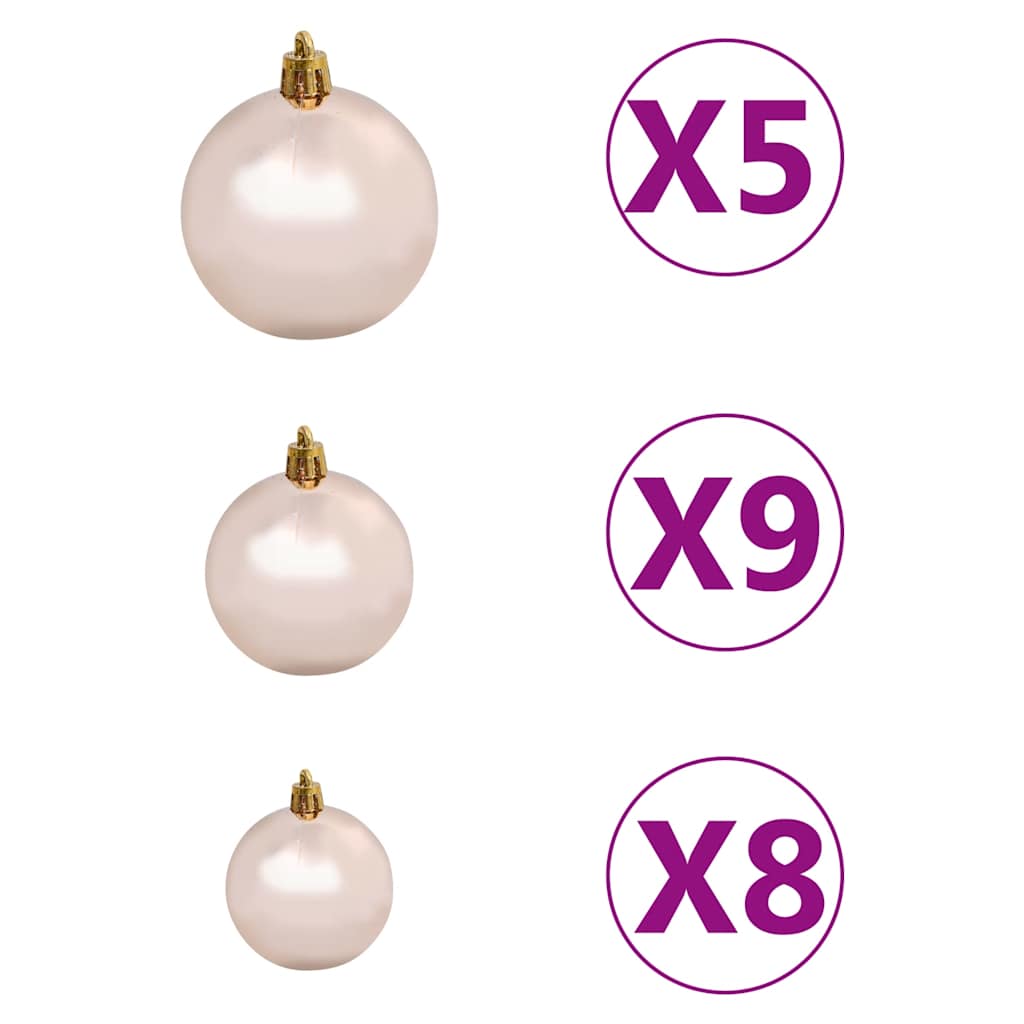 vidaXL Künstlicher Halb-Weihnachtsbaum Beleuchtung Kugeln Weiß 150 cm