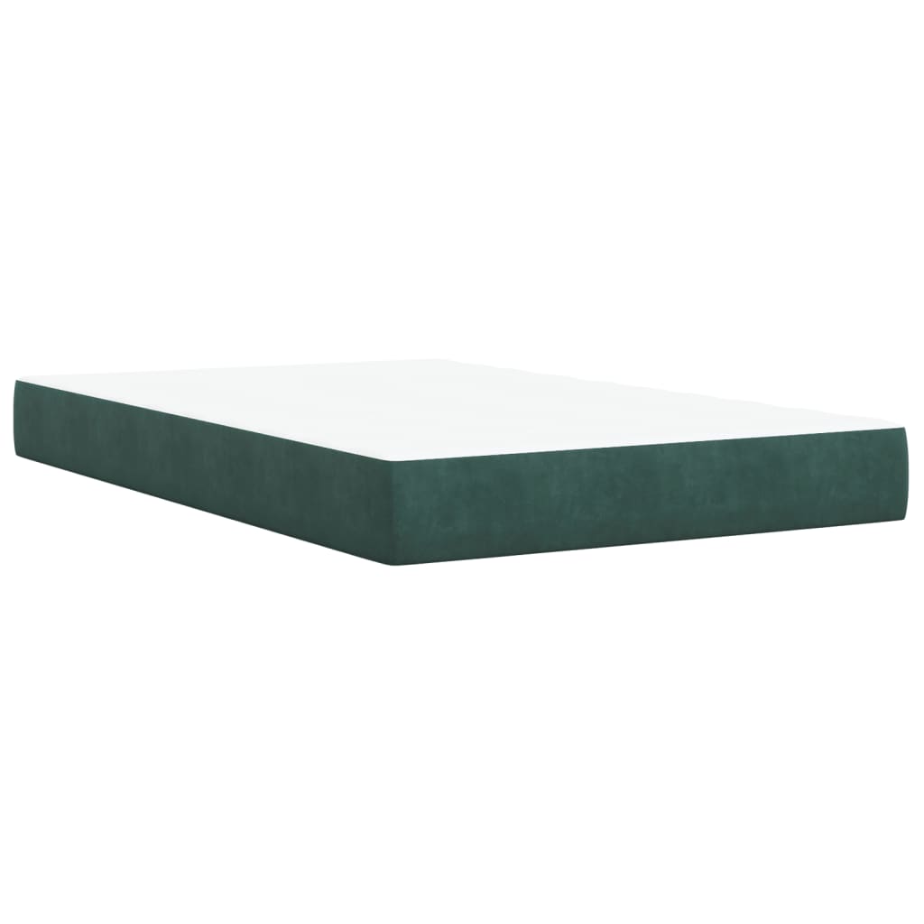 vidaXL Boxspringbett mit Matratze Dunkelgrün 120x190 cm Samt