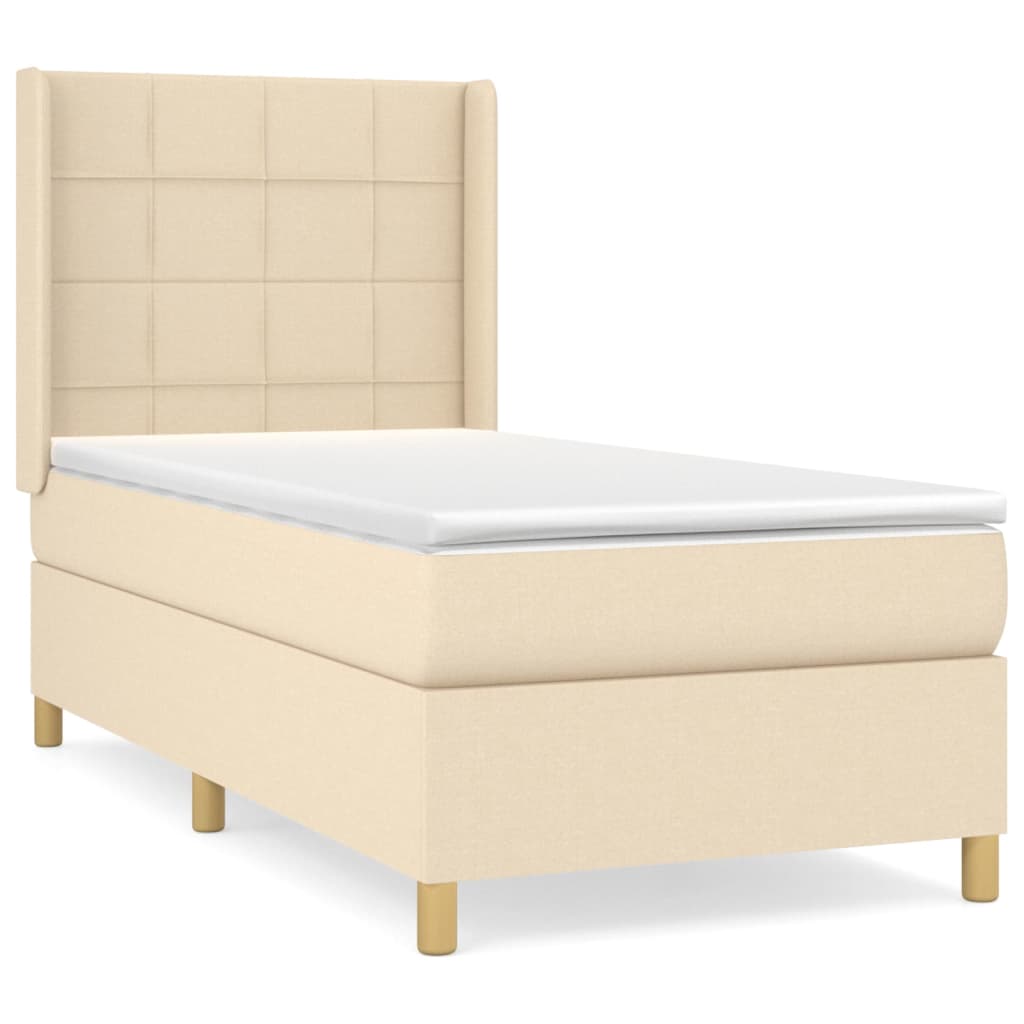 vidaXL Boxspringbett mit Matratze Creme 80x200 cm Stoff