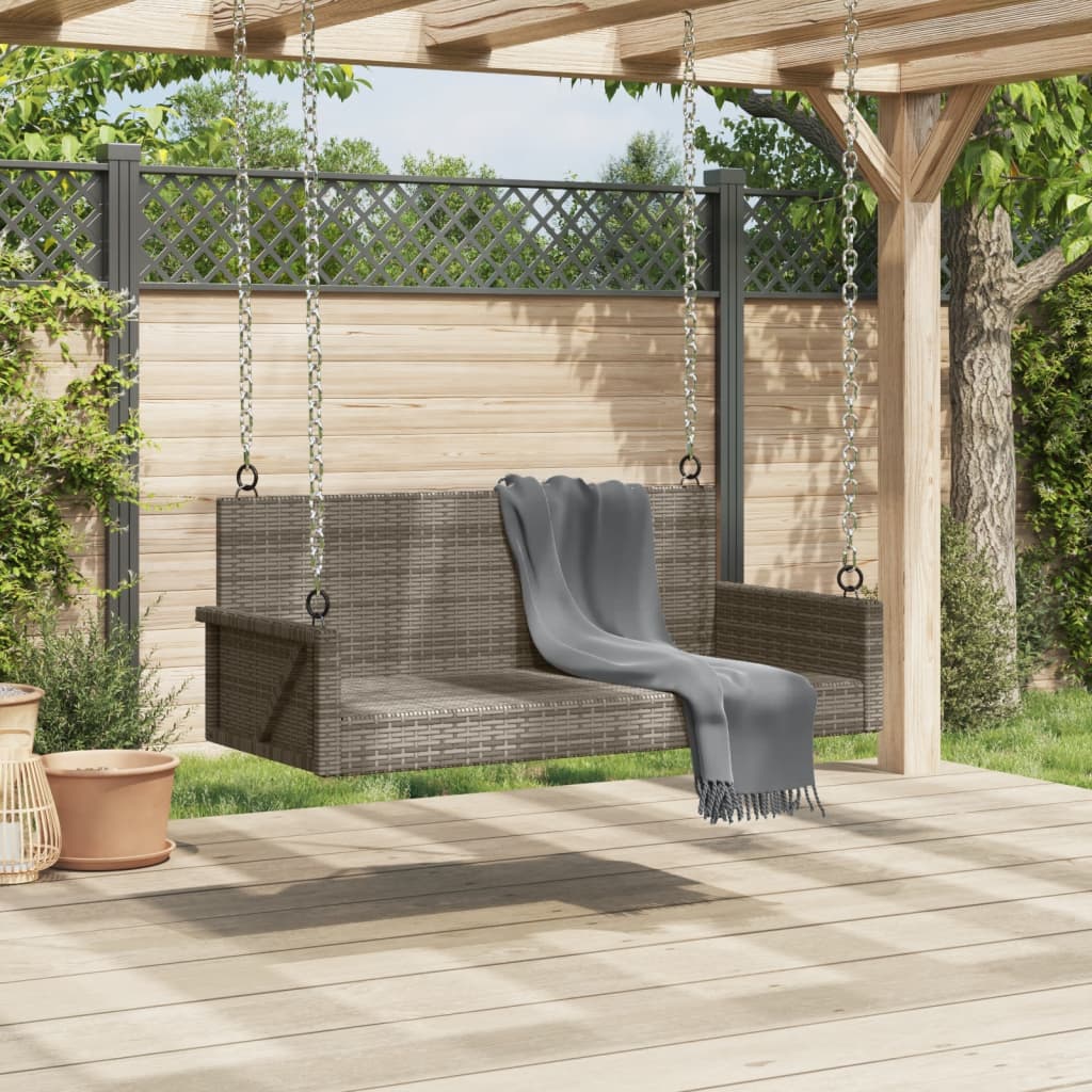 vidaXL Hängebank Grau 119x56x48 cm Poly Rattan