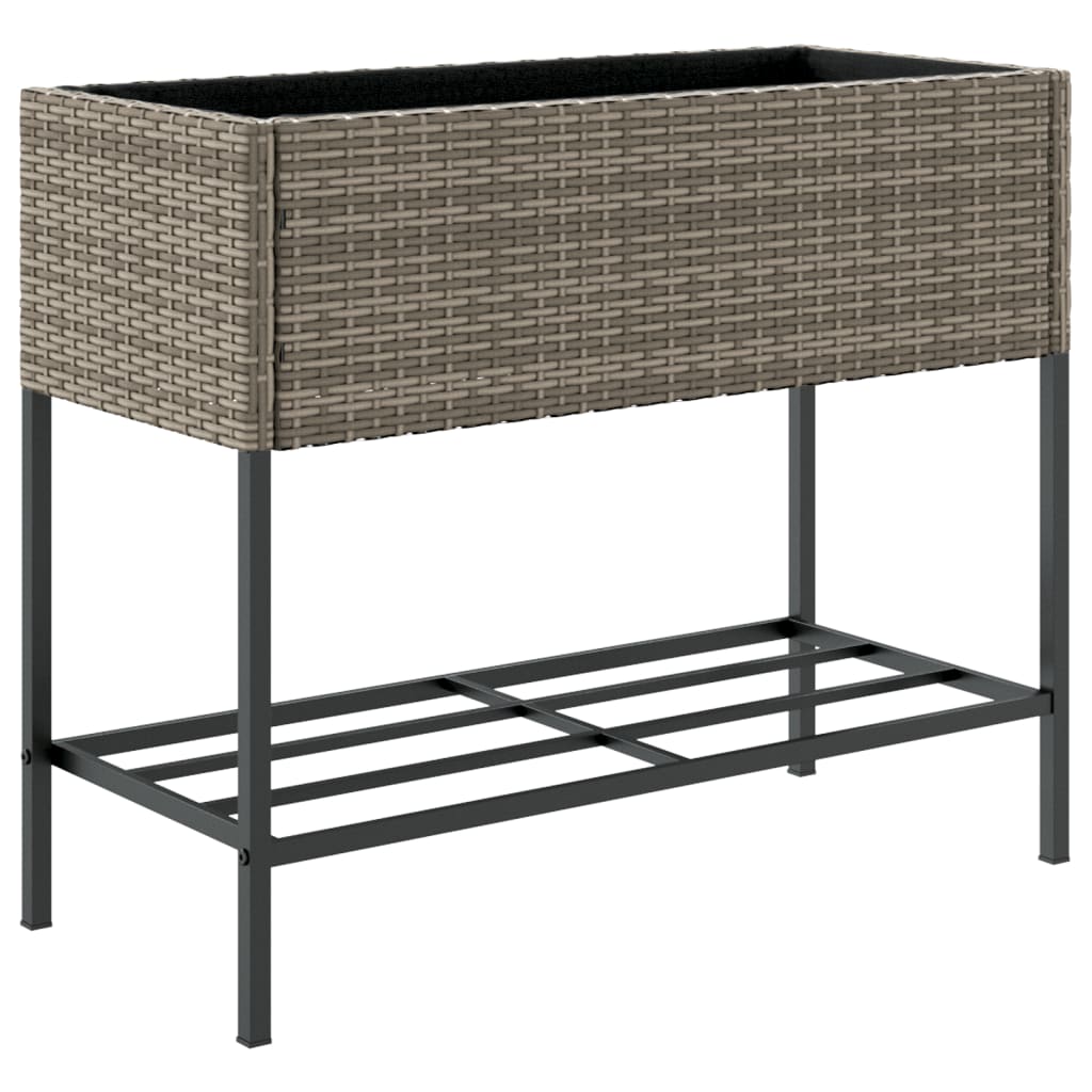 vidaXL Hochbeete mit Ablage 2 Stk. Grau 90x40x75 cm Poly Rattan