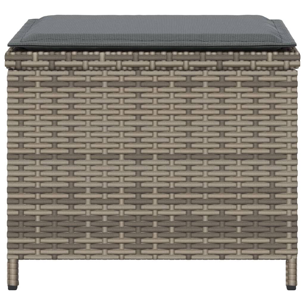 vidaXL Gartenhocker mit Kissen 4 Stk. Grau 40x40x35 cm Poly Rattan