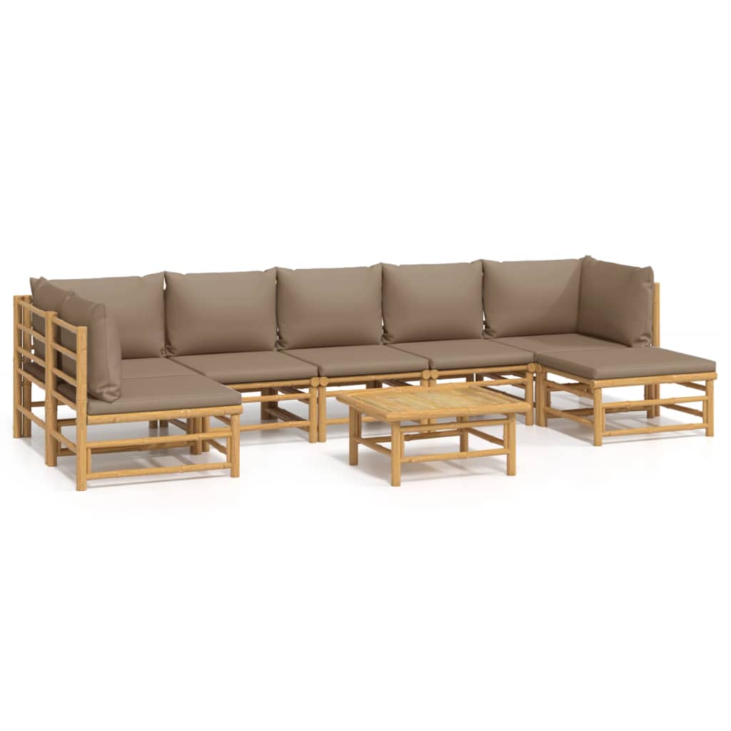 vidaXL 8-tlg. Garten-Lounge-Set mit Kissen Taupe Bambus