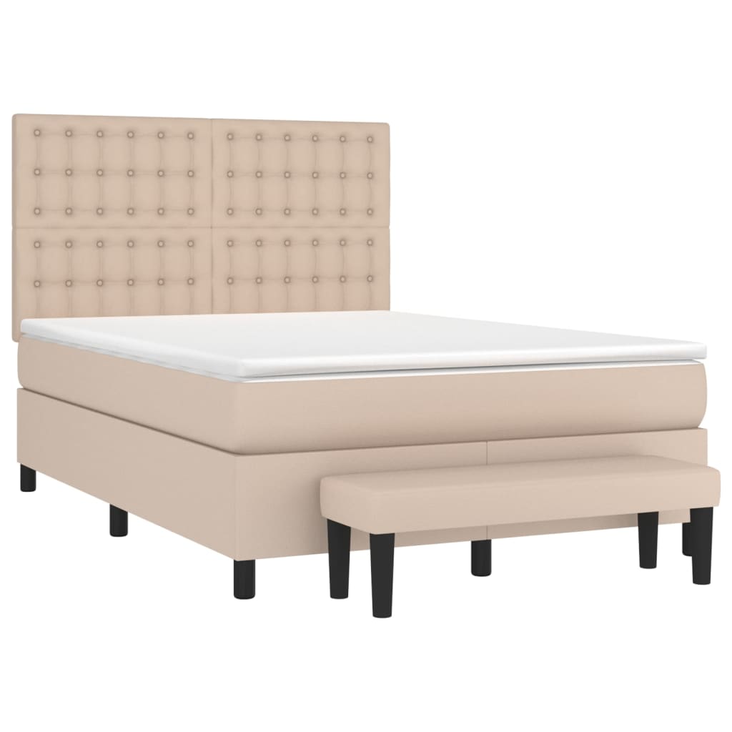 vidaXL Boxspringbett Matratze Cappuccino-Braun 140x190cm Kunstleder