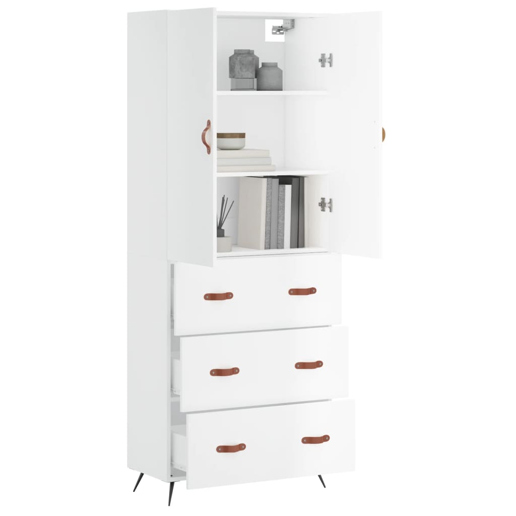 vidaXL Highboard Hochglanz-Weiß 69,5x34x180 cm Holzwerkstoff