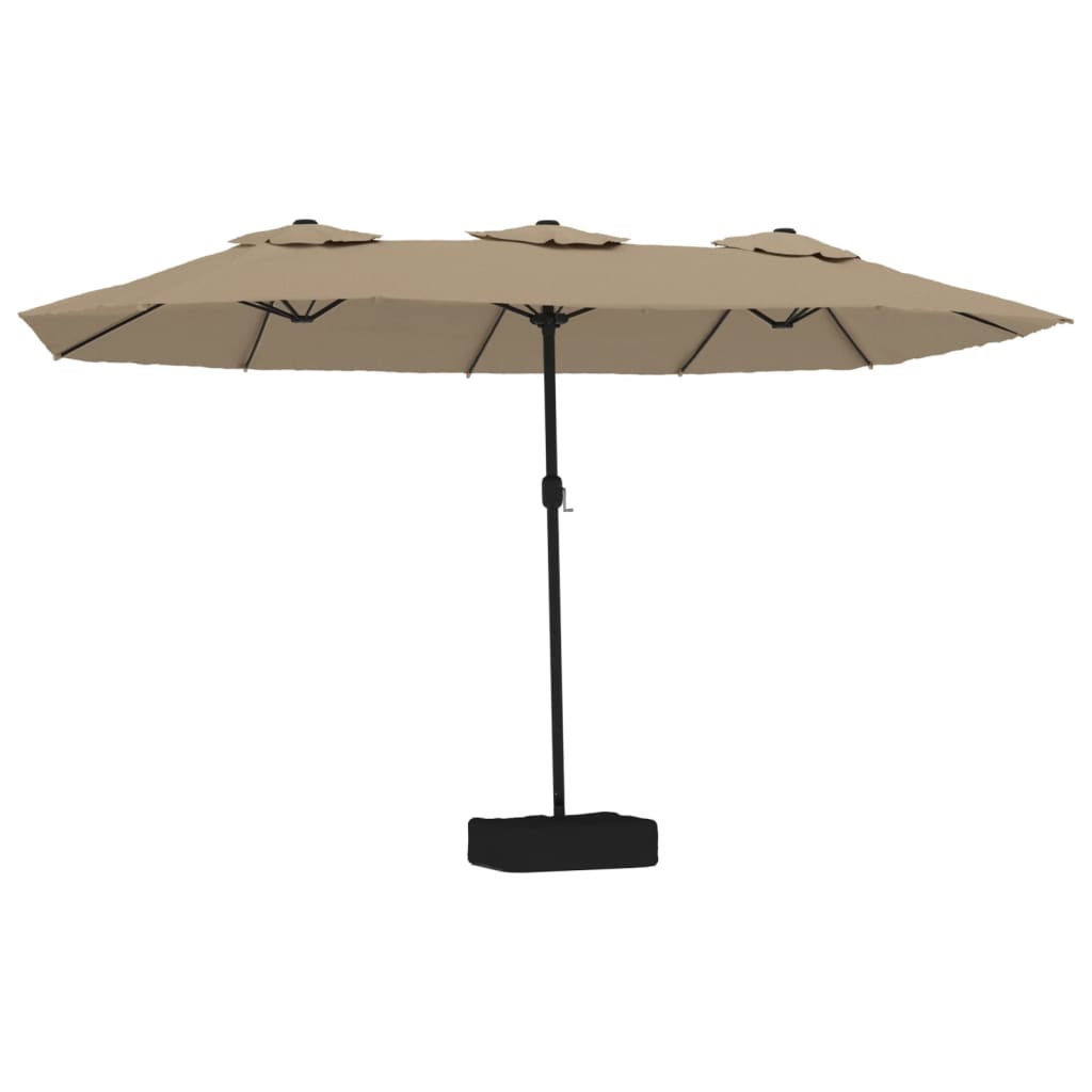 vidaXL Doppel-Sonnenschirm mit LED-Leuchten Taupe 449x245 cm