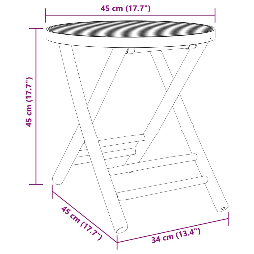 vidaXL 3-tlg. Bistro-Set Klappbar mit Dunkelgrauen Kissen Bambus