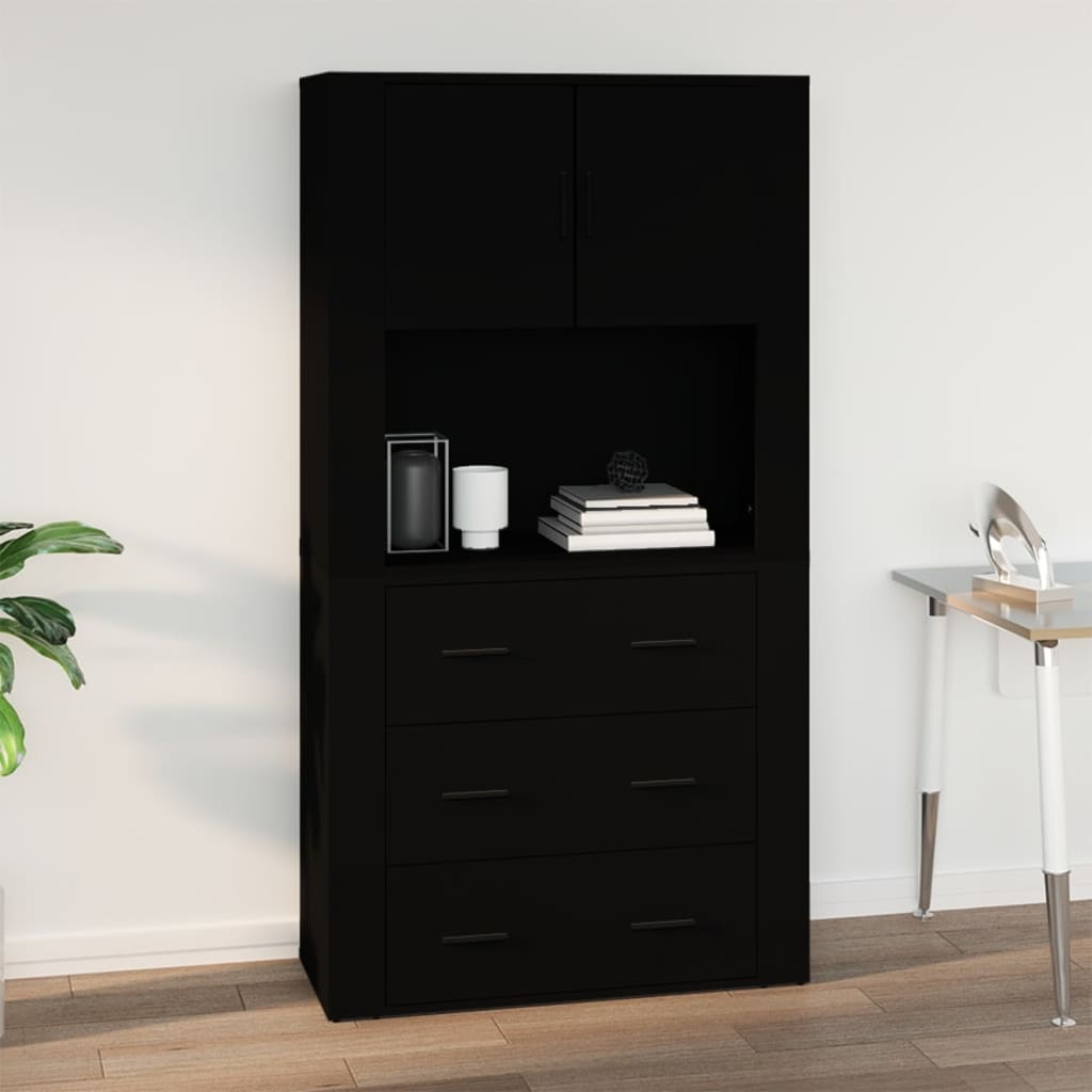 vidaXL Wandschrank Schwarz 80x33x80 cm Holzwerkstoff