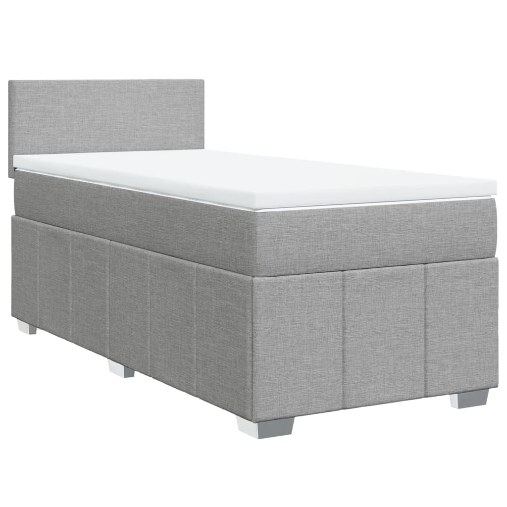 vidaXL Boxspringbett mit Matratze Hellgrau 90x200 cm Stoff