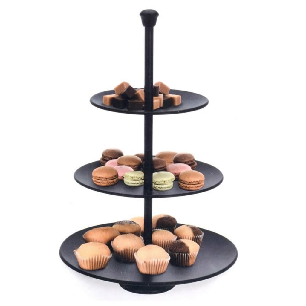 Excellent Houseware Etagere mit 3 Ablagen 36,5 cm Mattschwarz