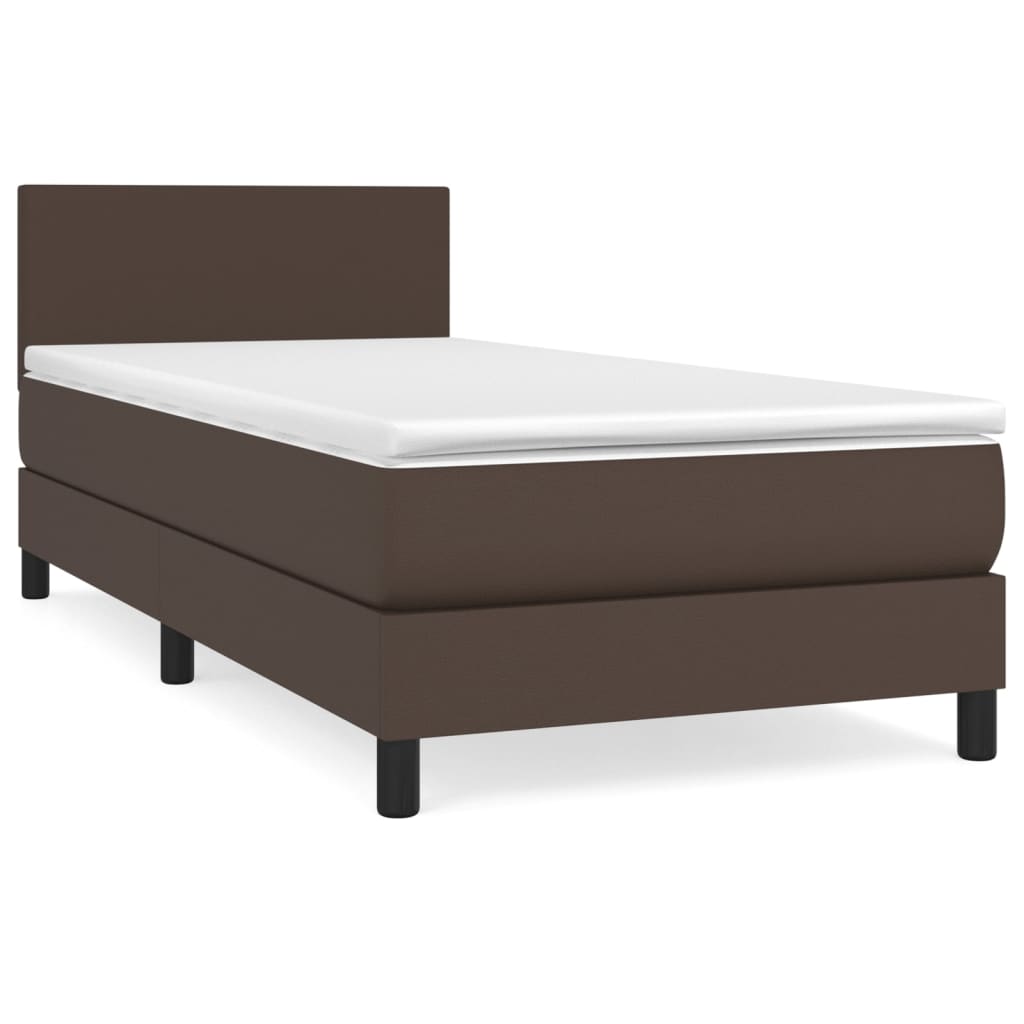 vidaXL Boxspringbett mit Matratze Braun 90x200 cm Kunstleder