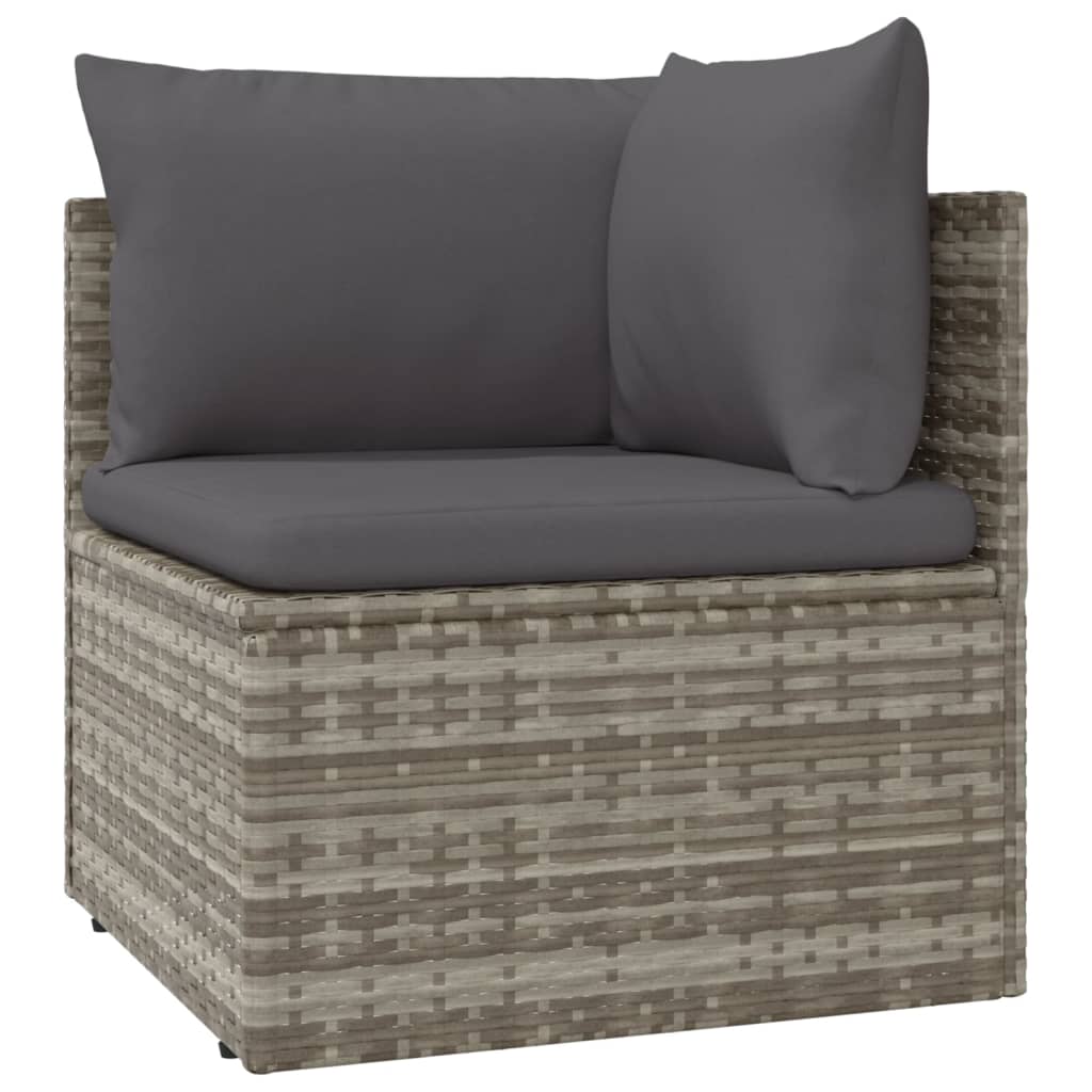 vidaXL 9-tlg. Garten-Lounge-Set mit Kissen Grau Poly Rattan