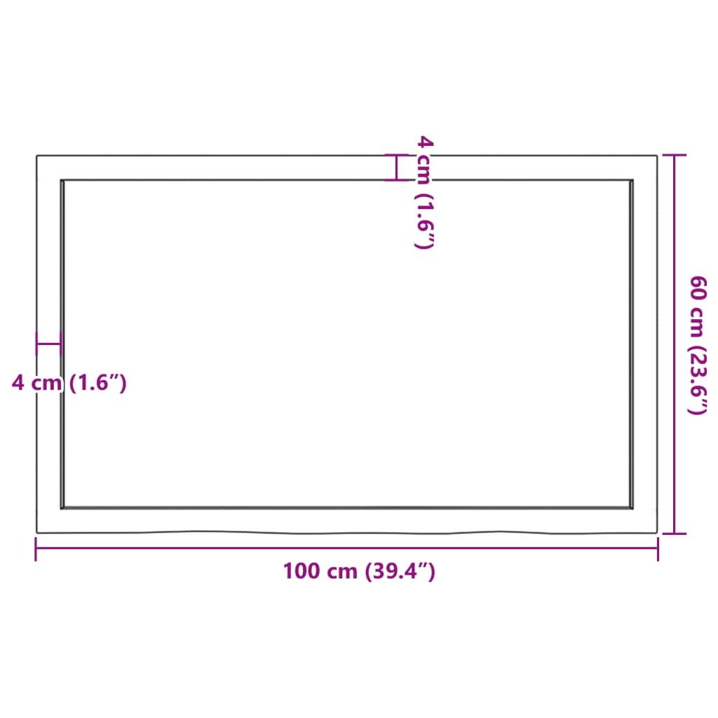 vidaXL Waschtischplatte Dunkelbraun 100x60x(2-4)cm Massivholz