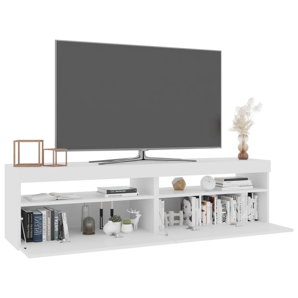 vidaXL TV-Schränke 2 Stk. mit LED-Leuchten Weiß 75x35x40 cm