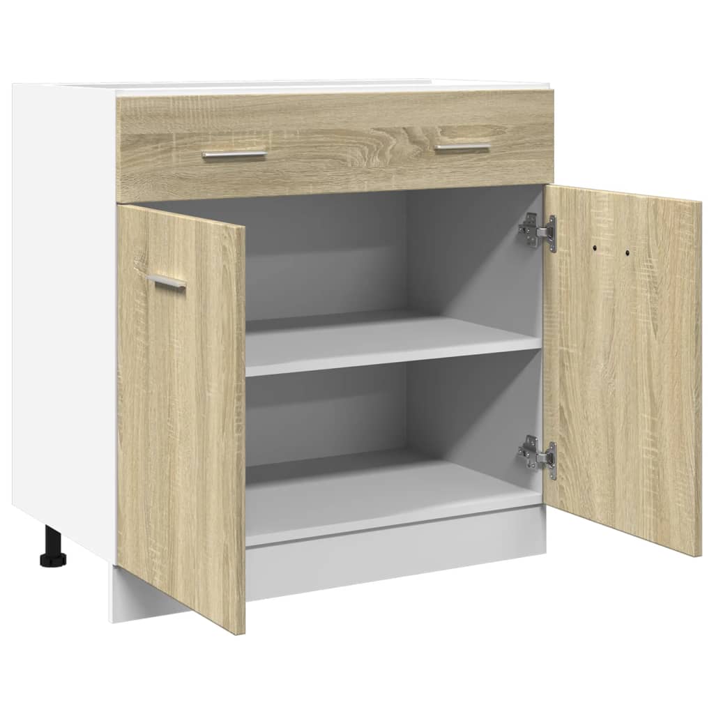 vidaXL Schubunterschrank Sonoma-Eiche 80x46x81,5 cm Holzwerkstoff