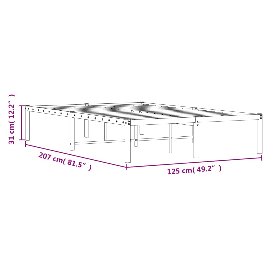 vidaXL Bettgestell Metall Schwarz 120x200 cm