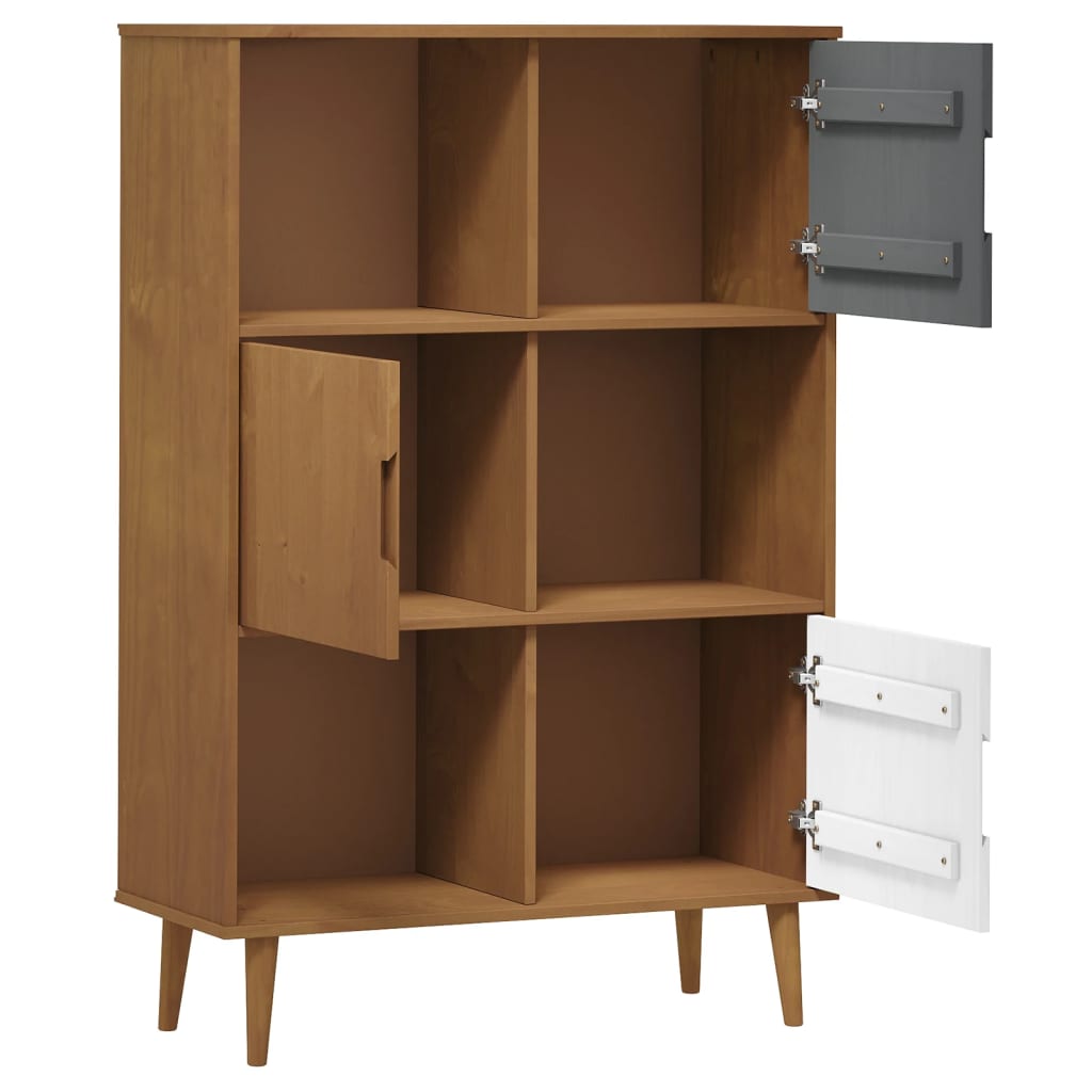 vidaXL Bücherregal MOLDE Braun 90x35x133,5 cm Massivholz Kiefer