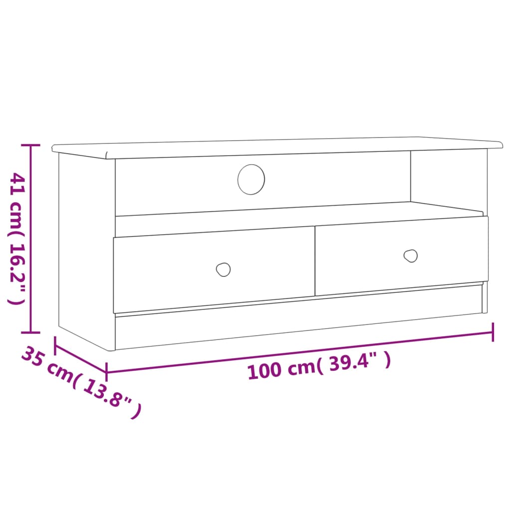 vidaXL TV-Schrank mit Schubladen ALTA Weiß 100x35x41 cm Kiefernholz