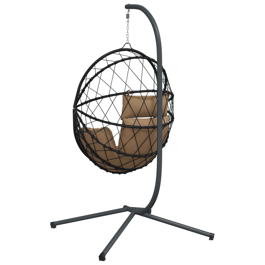 vidaXL Hängesessel Ei-Design mit Ständer Taupe Rattan und Stahl