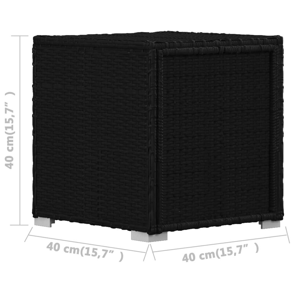 vidaXL Sonnenliege mit Auflage und Teetisch Poly Rattan Schwarz