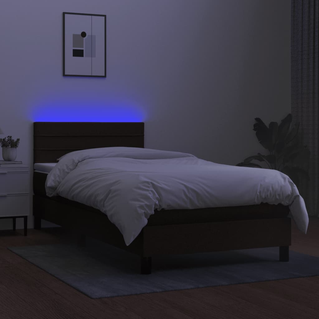 vidaXL Boxspringbett mit Matratze & LED Schwarz 80x200 cm Stoff