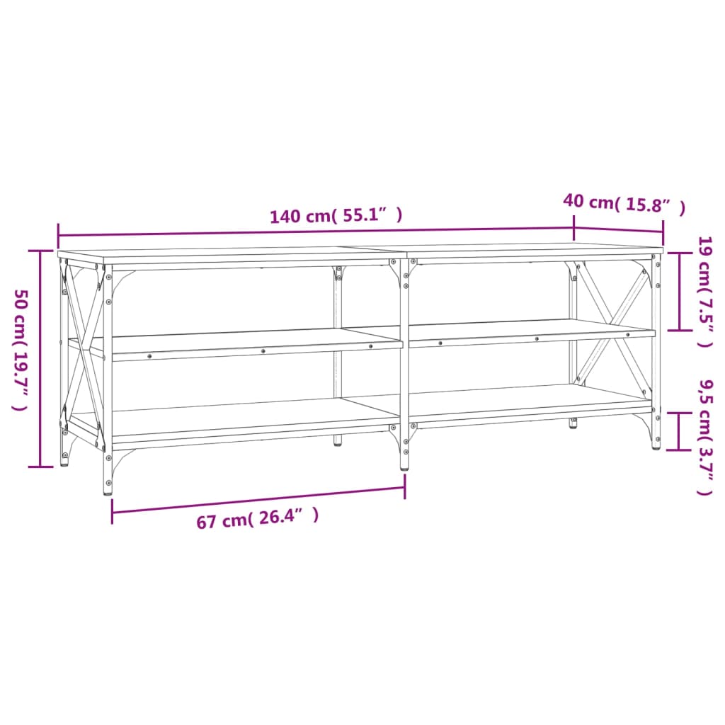 vidaXL TV-Schrank Braun Eichen-Optik 140x40x50 cm Holzwerkstoff