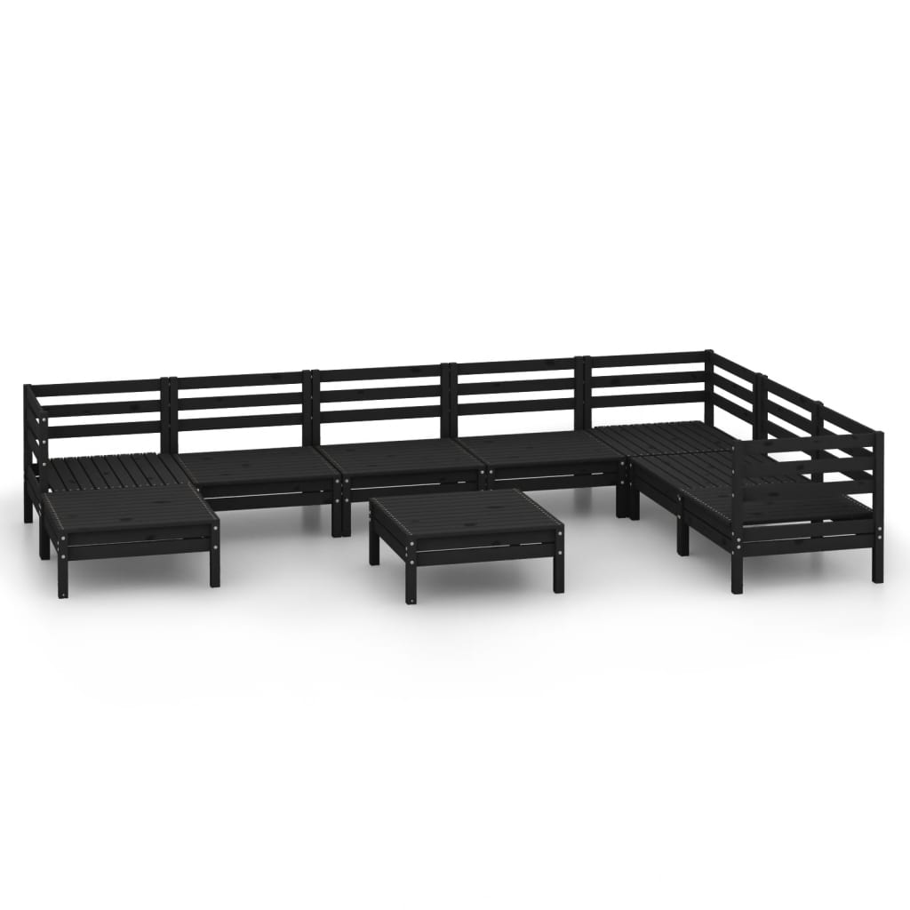 vidaXL 9-tlg. Garten-Lounge-Set Massivholz Kiefer Schwarz