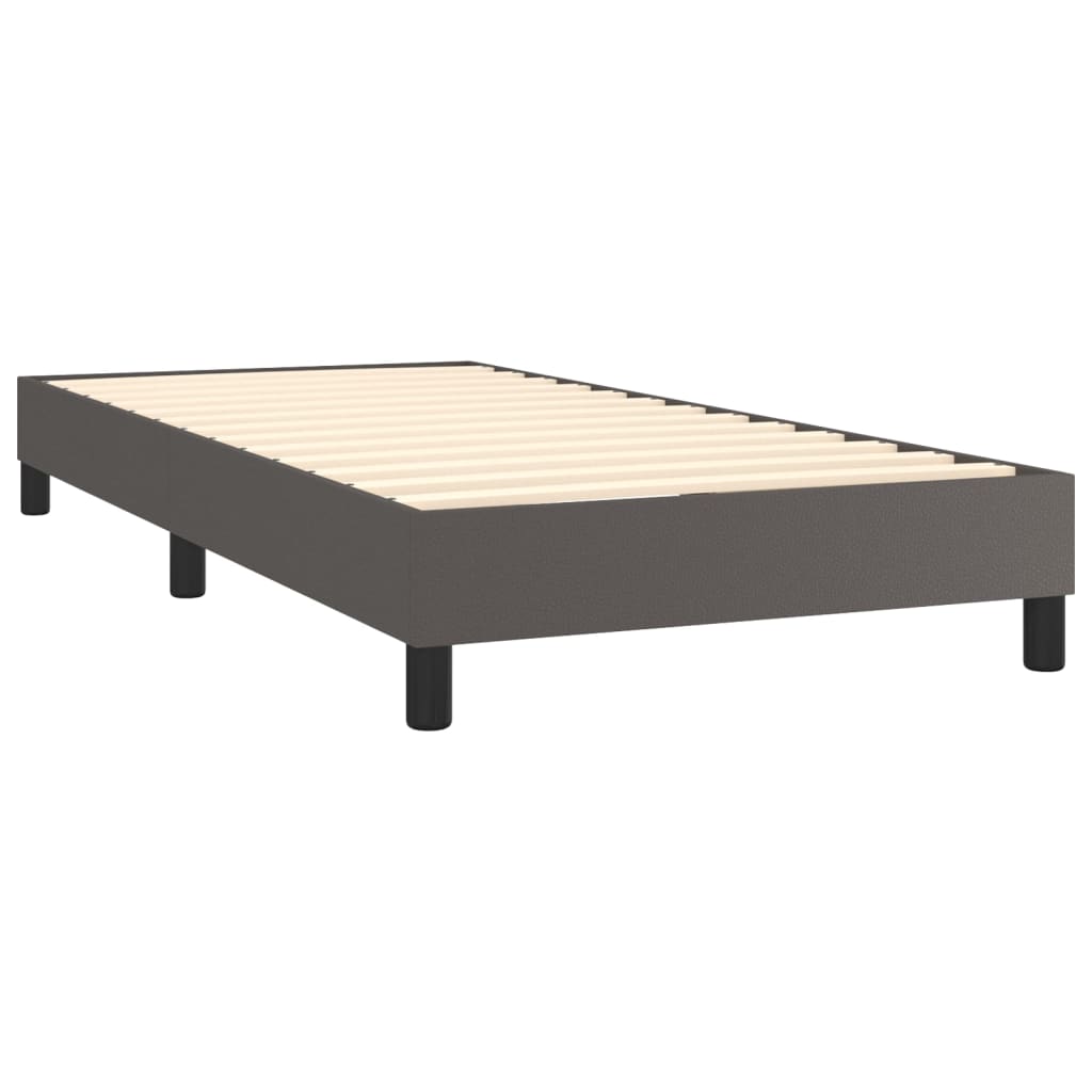 vidaXL Boxspringbett mit Matratze & LED Grau 100x200 cm Kunstleder