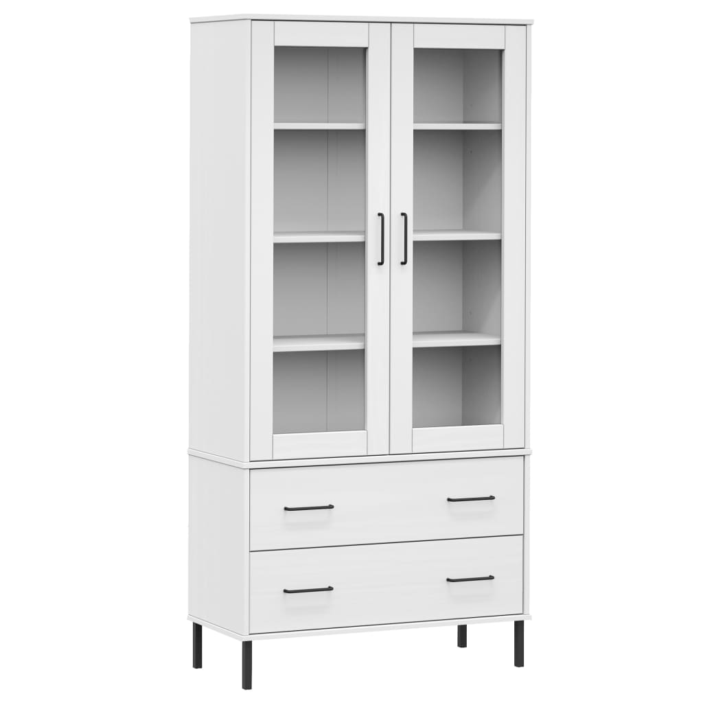 vidaXL Bücherschrank OSLO Metallbeine Weiß 85x35x172,5 cm Massivholz