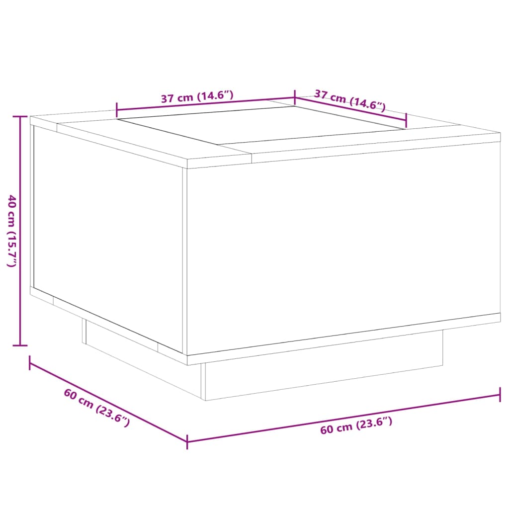 vidaXL LED-Couchtisch Weiß 60x60x40 cm Holzwerkstoff