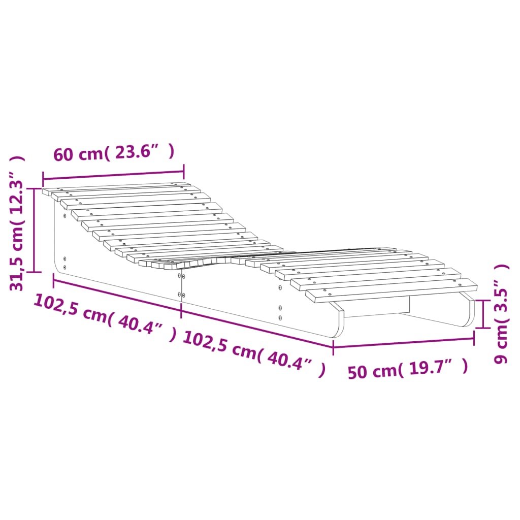 vidaXL Sonnenliegen 2 Stk. 205x60x31,5 cm Massivholz Kiefer