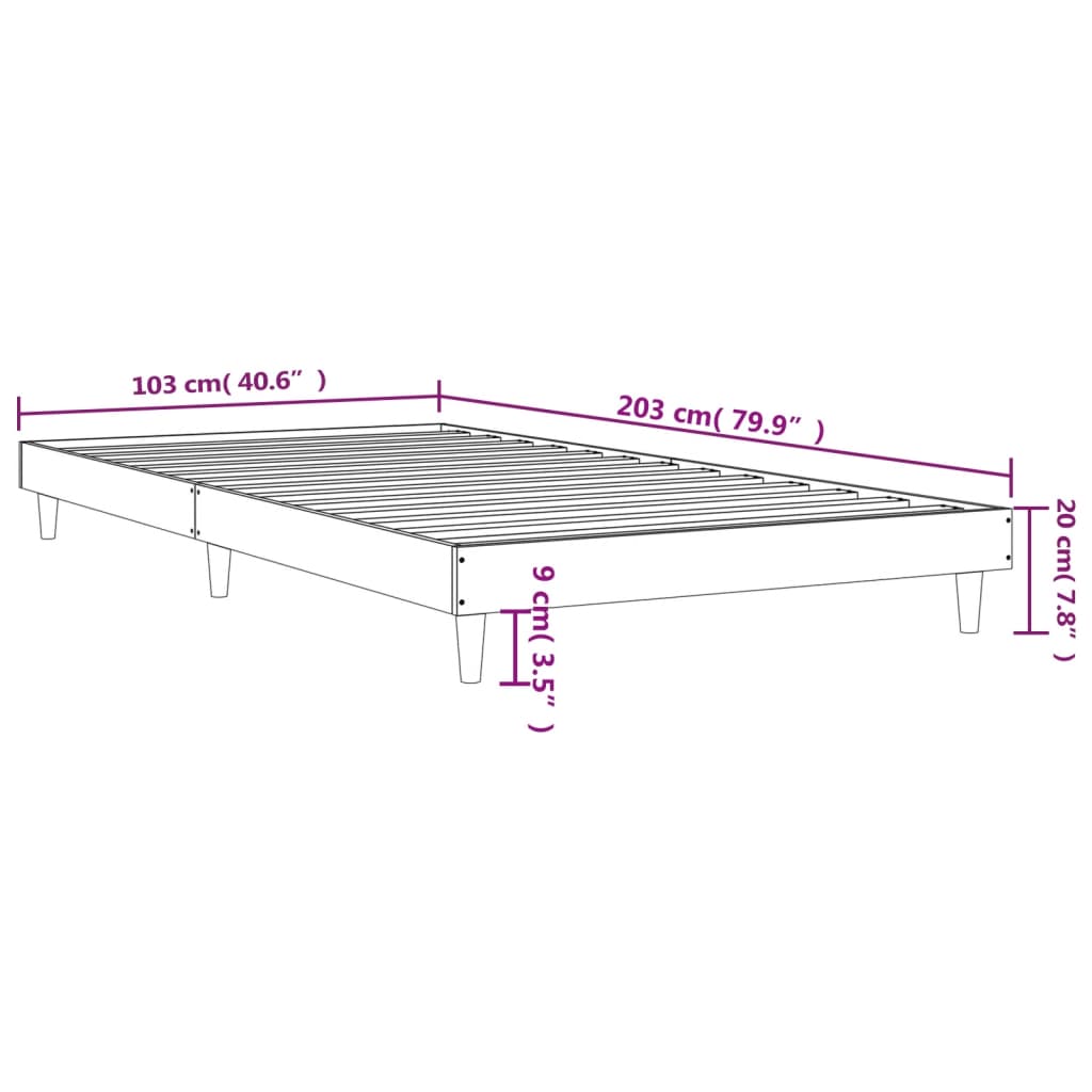 vidaXL Bettgestell ohne Matratze Braun Eiche 100x200 cm Holzwerkstoff