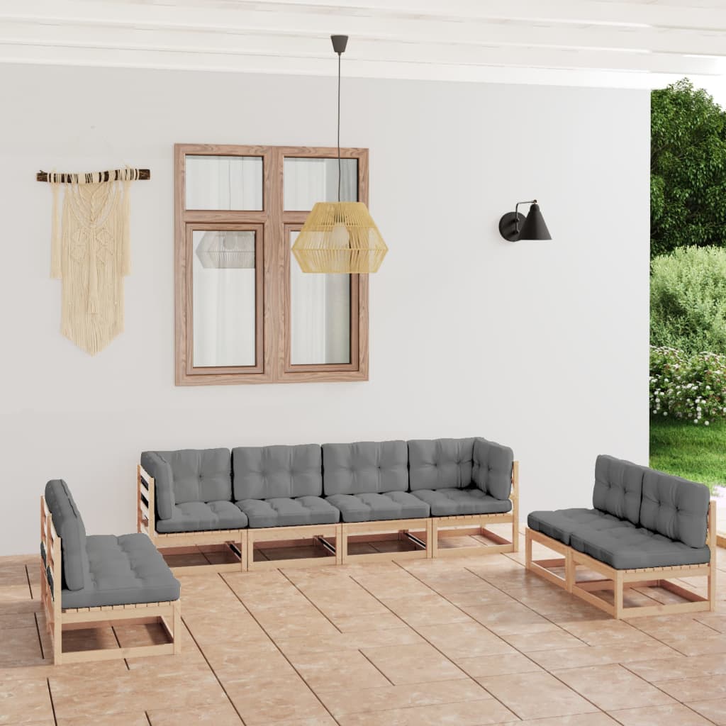 vidaXL 8-tlg. Garten-Lounge-Set mit Kissen Kiefer Massivholz