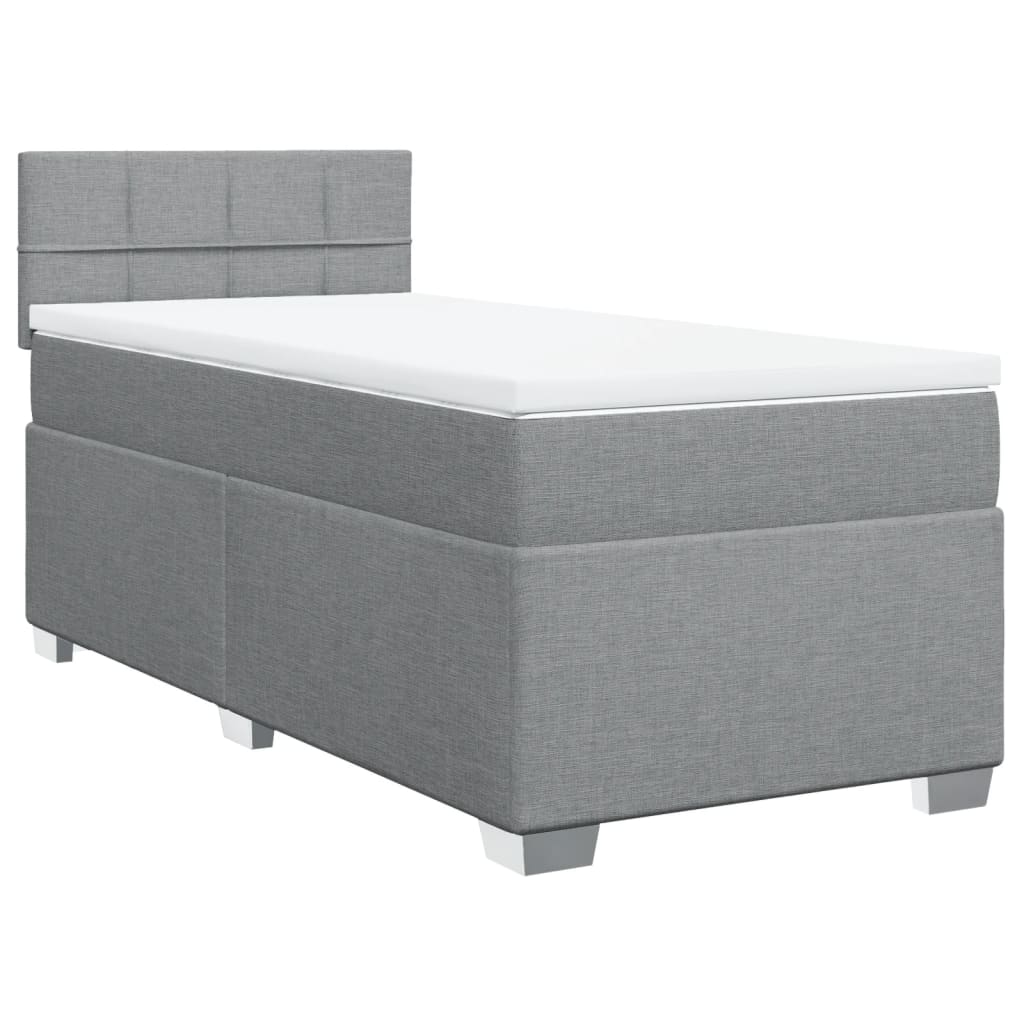 vidaXL Boxspringbett mit Matratze Hellgrau 100x200 cm Stoff