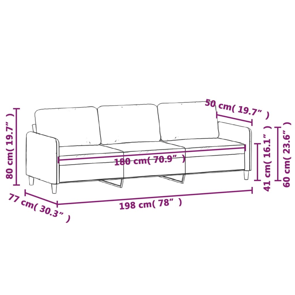 vidaXL 3-Sitzer-Sofa Weinrot 180 cm Stoff