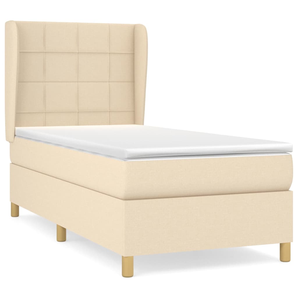 vidaXL Boxspringbett mit Matratze Creme 80x200 cm Stoff